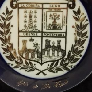Plato Elyca cerámica tipo porcelana y plata de ley Escudo Galicia 14 cm