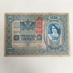 Antiguo billete de 1000 Coronas. Año 1902